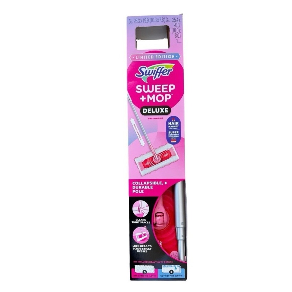 Swifter Wicked PINK Sweep & Mop Deluxe 2-in1 Kit Limited Edition HTF